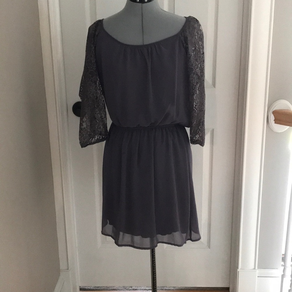 Gray laced dress/ noted little stain in pictures